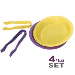Aktarma Seti Kaseler - Cımbızlar 2+2 Beceri Oyuncak Maşa Sarı