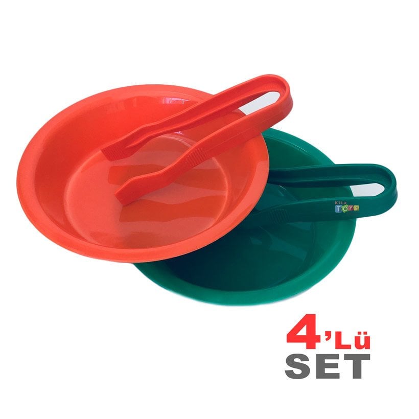 Aktarma Seti Kaseler - Cımbızlar 2+2 Beceri Oyuncak Maşa Turuncu