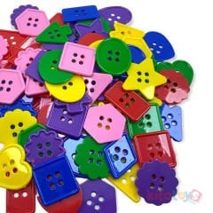 Geometrik Şekilli Düğmeler 250 Adet Renkli Büyük Boy