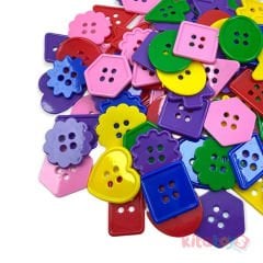 Geometrik Şekilli Düğmeler 250 Adet Renkli Büyük Boy
