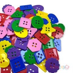 Geometrik Şekilli Düğmeler 250 Adet Renkli Büyük Boy