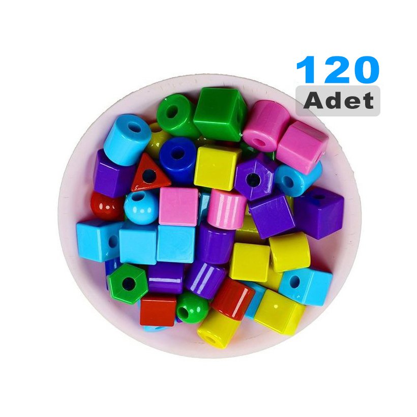 Geometrik Boncuk (14 mm) 120 Adet Orta Boy Karışık  Şekiller İpe Dizme