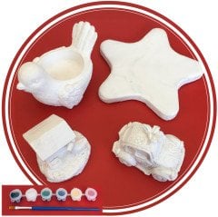 Alçı Boyama Seti 4'Lü (Taş Objeleri) 1