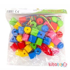 Eğitici Geometrik Şekiller 50 Parça (İri Boy İpe Boncuk Dizme)