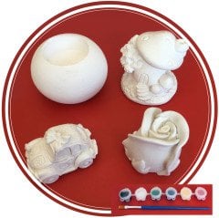 Alçı Boyama Seti 4'Lü (Taş Objeleri) 2 Sanat Faaliyeti