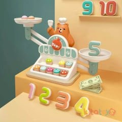 Terazi Alışveriş Oyunu 34 Parça (Woody Ahşap Matematik Terazisi-Rakam)