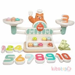 Terazi Alışveriş Oyunu 34 Parça (Woody Ahşap Matematik Terazisi-Rakam)