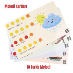 Nota Kartlı Ksilofon 8'li (Ahşap Müzik Aleti)