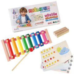 Nota Kartlı Ksilofon 8'li (Ahşap Müzik Aleti)