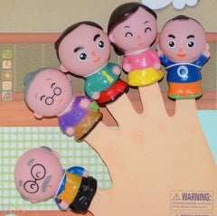 İnsan Figürlü Aile Parmak Kuklası 5'Li Seti (Plastik) Nine Dede