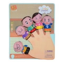 İnsan Figürlü Aile Parmak Kuklası 5'Li Seti (Plastik) Nine Dede