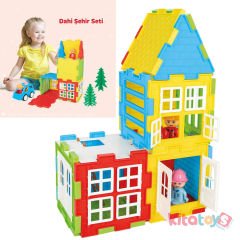 Dahi Şehir Seti 40 Parça - Dev Boyut (Lego Yapı İnşa Blokları) Pilsan