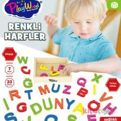 Ahşap Renkli Harfler 33 Parça (Alfabe)