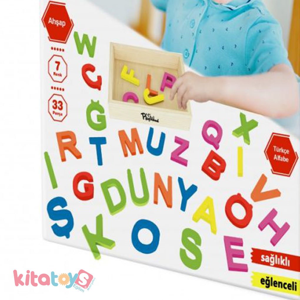 Ahşap Renkli Harfler 33 Parça (Alfabe)