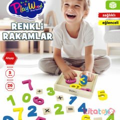 Ahşap Renkli Rakamlar 26 Parça (Sayılar) Matematik