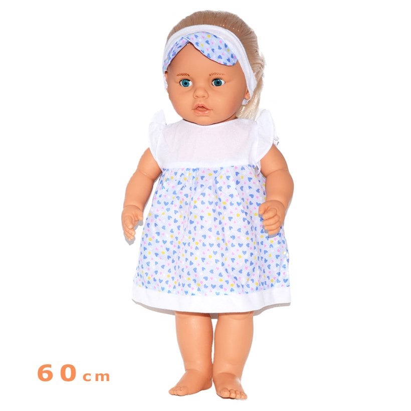Lila Saçlı Bebek 60 cm Evcilik Oyuncağı
