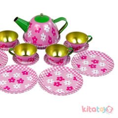 Metal Çay Seti 15 Parça -Tepsili (Oyuncak Mutfak Setleri Toysan)
