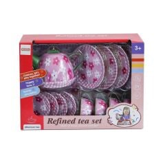 Metal Çay Seti 15 Parça -Tepsili (Oyuncak Mutfak Setleri Toysan)