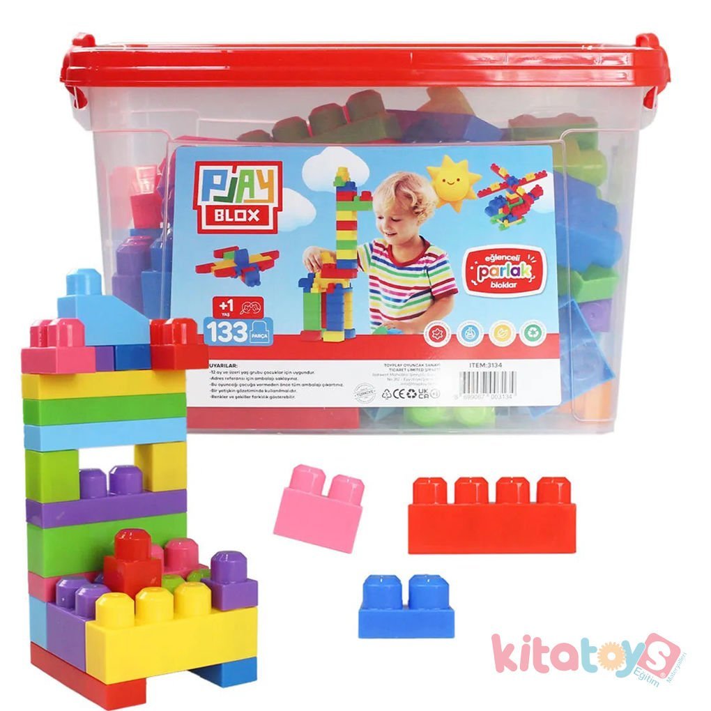 Play Blox 133 Parça Lego Parlak Renkler Kutulu (Yapı Oyuncakları Bloklar)