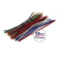 Simli Metalik Şönil 50 cm (Sanat Etkinliği Malzemeleri)