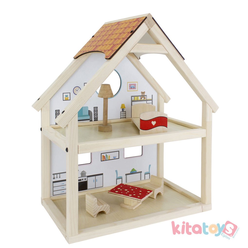 Doğal Ahşap Oyun Evi Seti 6 Parça (T2006 Ağaç Eğitici Oyuncak)