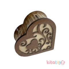 Ahşap Kalpli Kumbara