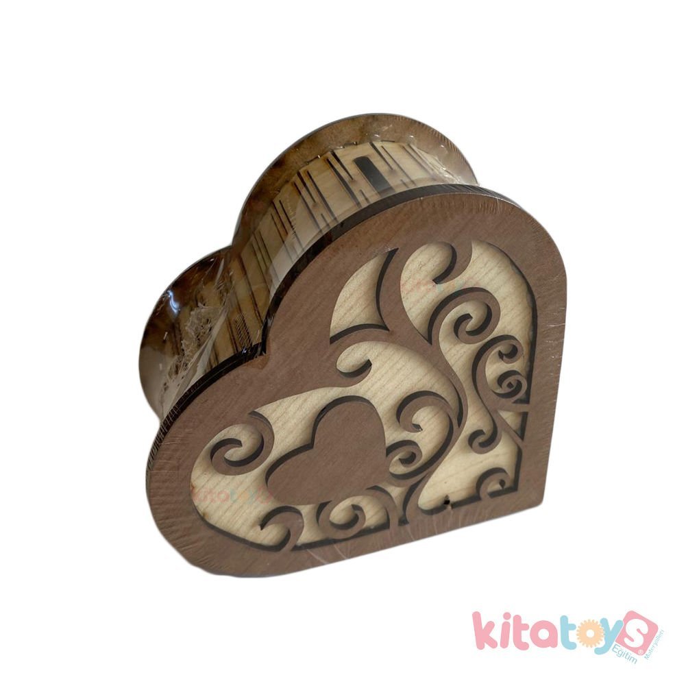 Ahşap Kalpli Kumbara