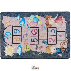 Street Game 133x190 Gri Bukle (Seksek Anaokulu Halısı)