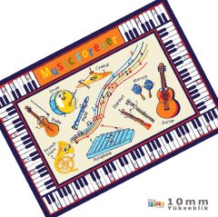 Musıc 200x290 Bej Anaokulu Anti-Slip Halı