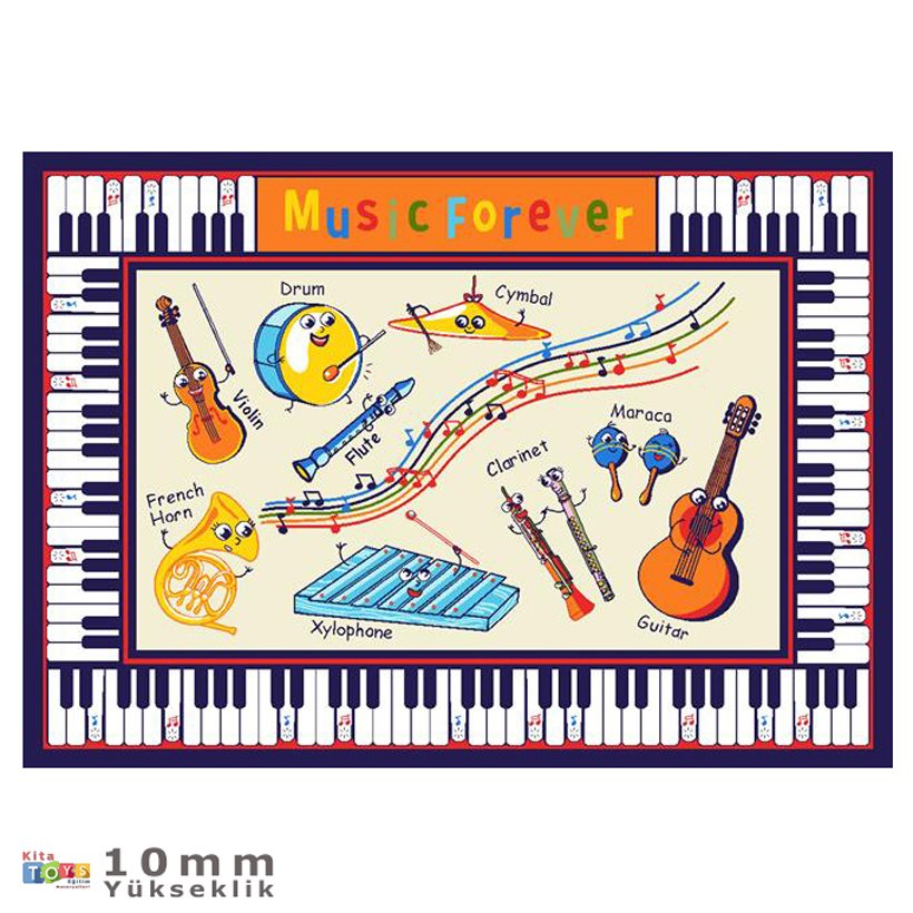 Musıc 200x290 Bej Anaokulu Anti-Slip Halı