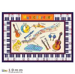 Musıc 200x290 Bej Anaokulu Anti-Slip Halı