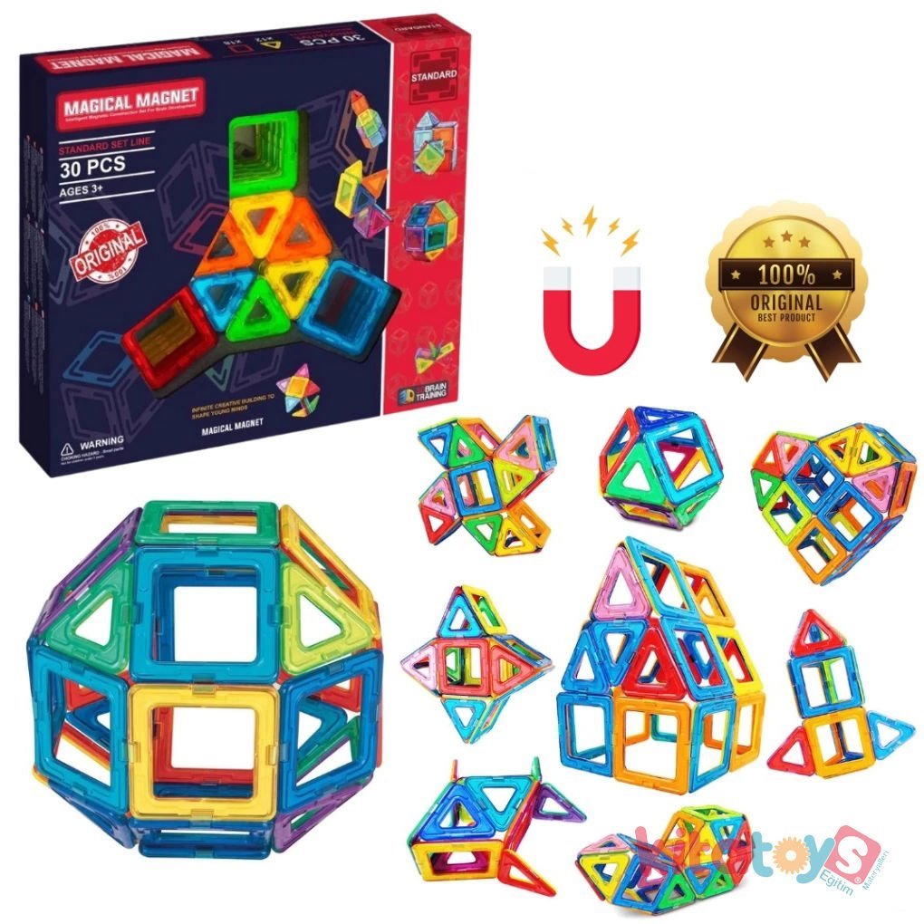 Orijinal Magical Magnet 30 Parça Manyetik Lego 3D (Mıknatıslı Legolar)