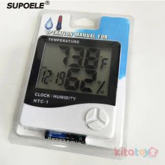 Elektronik Sıcaklık ve Nem Ölçer Termometre (Saat, Alarm, Isı Dijital)