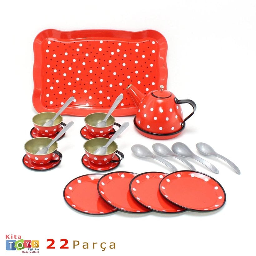 Çay Takımı Seti 22 Parça Metal Evcilik Oyuncakları