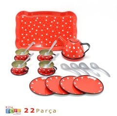 Çay Takımı Seti 22 Parça Metal Evcilik Oyuncakları