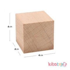 Doğal Ahşap Küp Bloklar 4 cm 24'Lü Natürel
