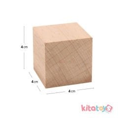 Doğal Ahşap Küp Bloklar 4 cm 12'Li Natürel