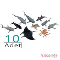 Okyanus Hayvanları Seti 10'Lu  (Deniz Su Hayvanı) Kutulu