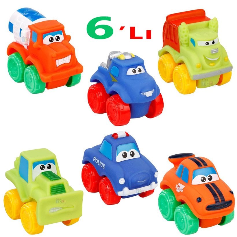 Yumuşak Şirin Arabalar 6 Adet (Kırılmaz-Dayanıklı) Vinil