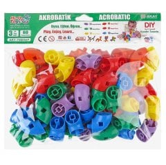 Akrobatik Yapı Blokları 61 Parça (Anaokulu Yapı İnşa Oyuncakları)