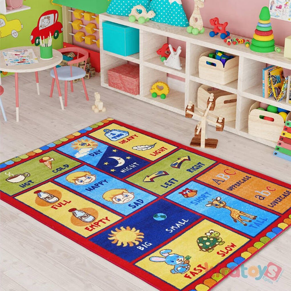 Kontrast 133x190 Confetti Kırmızı Bukle Anaokulu Kreş Çocuk Halısı