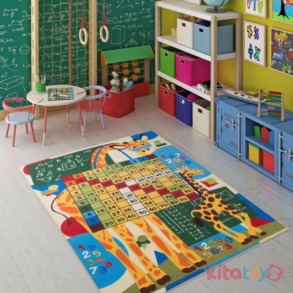 Matematik Sarı Bukle 133x190 Anaokulu Kreş Çocuk Halısı