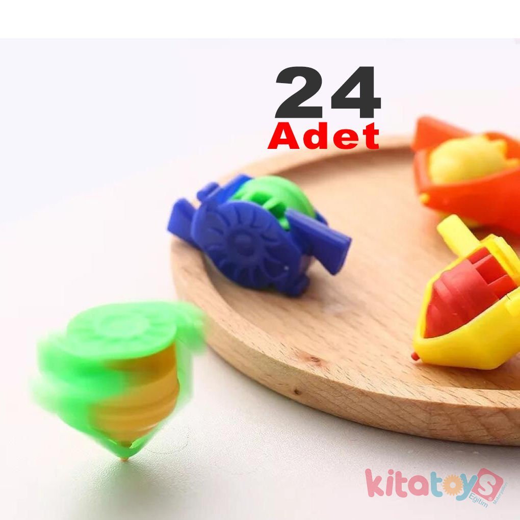 Eğlenceli Üflet Döndür Topaç 24 Adet (Karne Hediyesi Oyuncak)