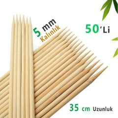 Kalın Çöp Şiş Çubuğu 5 mm 46-50 Adet (Bambu Faaliyet Çubukları)