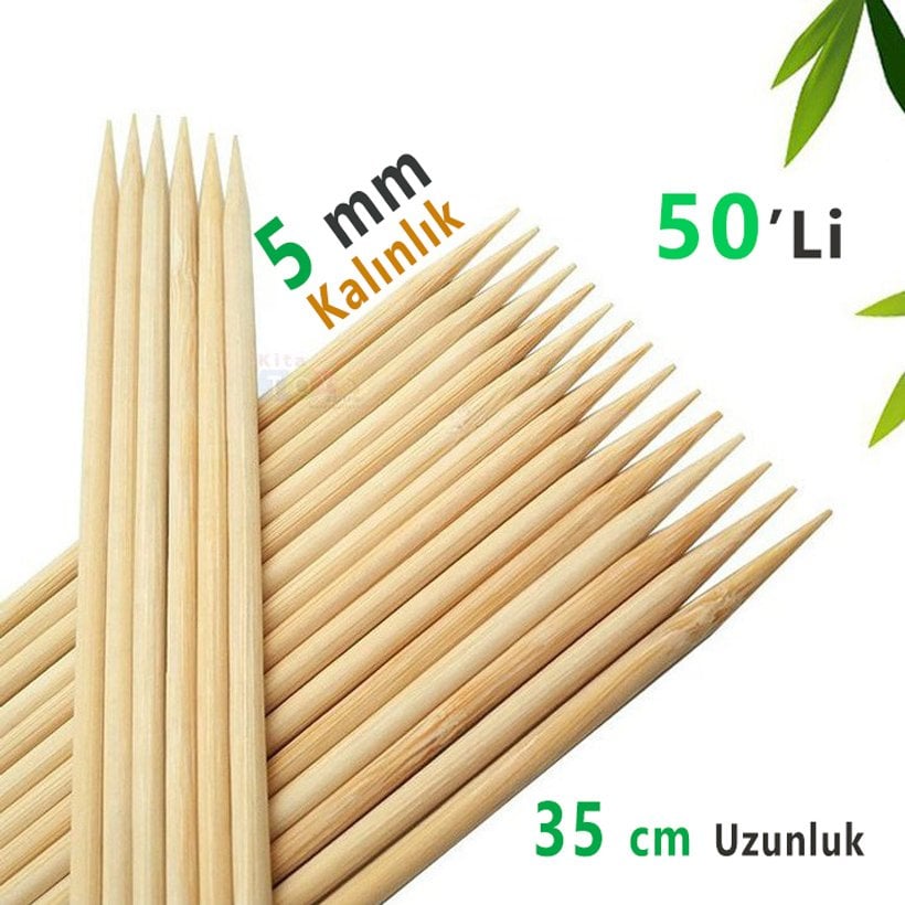 Kalın Çöp Şiş Çubuğu 5 mm 46-50 Adet (Bambu Faaliyet Çubukları)