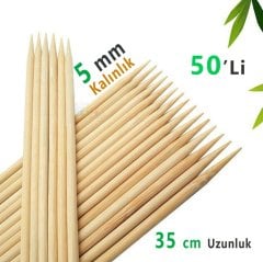 Kalın Çöp Şiş Çubuğu 5 mm 46-50 Adet (Bambu Faaliyet Çubukları)