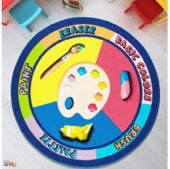 Palette Ø 200 Cm Mavi Bukle Anaokulu Halısı