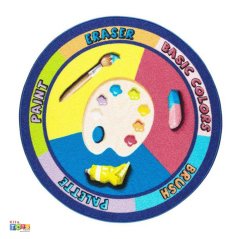 Palette Ø 200 Cm Mavi Bukle Anaokulu Halısı