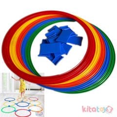 Seksek Halkaları Ø 38 cm (10'Lu Koordinasyon HulaHop Çemberleri Atlama Seti) Aktivite