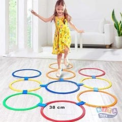 Seksek Halkaları Ø 38 cm (10'Lu Koordinasyon HulaHop Çemberleri Atlama Seti) Aktivite